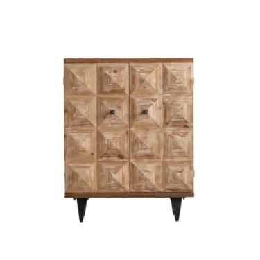 Imagem de Armário buffet de madeira maciça com porta dupla para restaurante, buffet, armário de vinho com função de armazenamento, aparador de móveis de cozinha