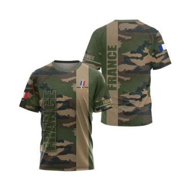 Imagem de Camiseta Tática Camuflada Da Exército Da França Para Homens, Manga Cur
