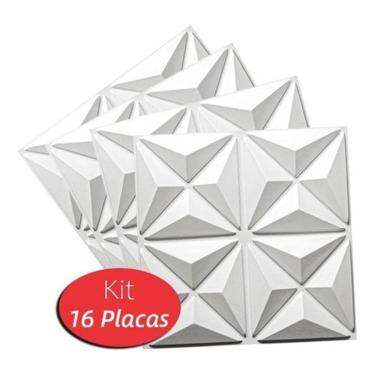 Imagem de 16 Placas Decorativas 3D Plástico 50X50Cm Teto Mini Estrelar