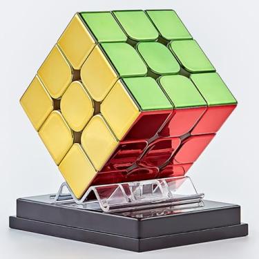 Imagem de Bukefuno Cyclone Boys 3x3 quebra-cabeça cubo refletivo magnético, versão magnética sem adesivo, 3 x 3 x 3 m, cubo mágico de velocidade brilhante (56 mm) brinquedos