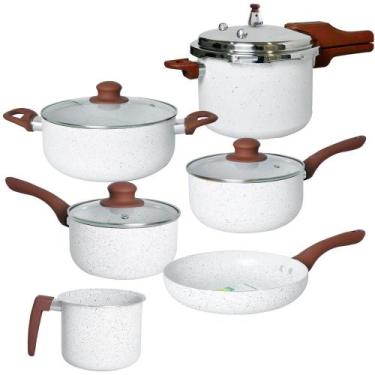 Imagem de Conjunto de Panelas e Panela de Pressão Antiaderente Cerâmica de Induç