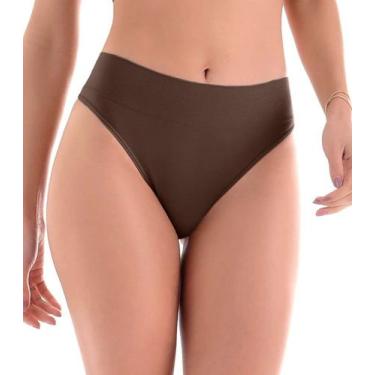 Imagem de Calcinha Tanga Cós Largo sem Costura Zee Rucci Marrom, P, Marrom