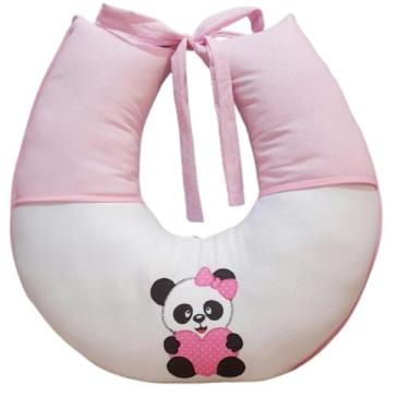 Imagem de Almofada de Amamentação Bebê Total Conforto Tecido Estampado Bordado 1