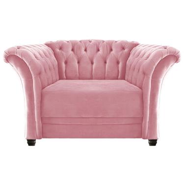 Imagem de Poltrona Decorativa Chesterfield Sofia Suede Rosa Bebê