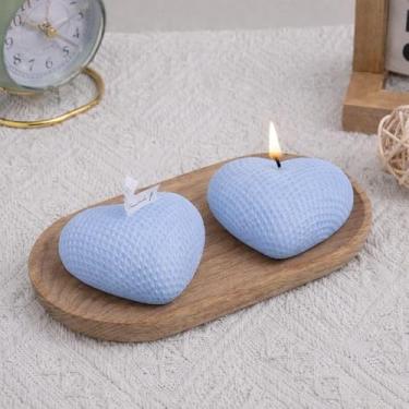 Imagem de Vela casamento aniversario lembrancinha 80g kit 10 romântica presente namorados decoração ambiente formato coração decorativa (Azul)