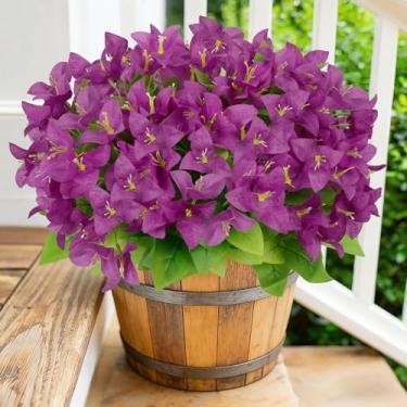 Imagem de HUAESIN 8 pacotes de flores artificiais de buganvílias para atividades ao ar livre, plantas artificiais para plantadores ao ar livre, flores de seda realistas de primavera para pátio, varanda externa