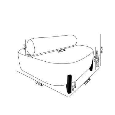 Imagem de Sofá Sala Ilha Orgânico e 1 Poltrona 125cm Éden Pé Madeira Bouclê Grafite E03 - D'Rossi