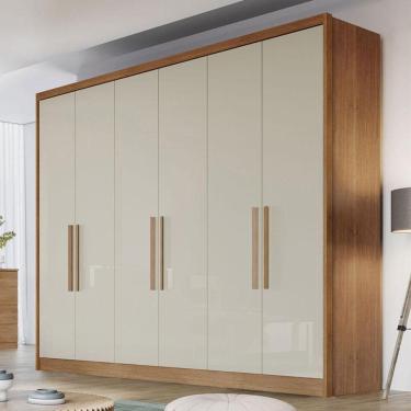 Imagem de Guarda Roupa Casal Ambiente New Messina 6 Portas 4 Gavetas Cumaru 25 Fendi - Novo Horizonte