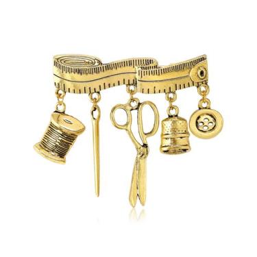 Imagem de Alfinetes de broche, ferramentas de alfaiate vintage com fita métrica 