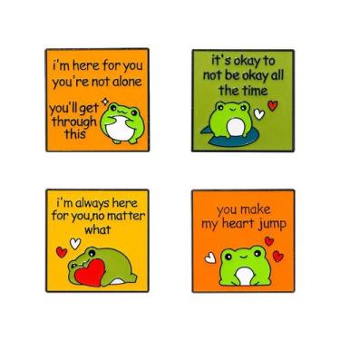 Imagem de Conjunto de alfinetes de broche Cartoon Frog Design com acabamento em 