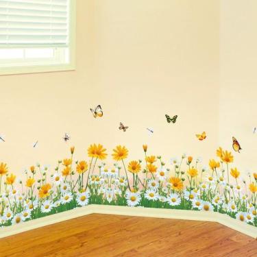 Imagem de Adesivos de parede Daisy Flower com borboletas PVC 35x124cm - yiweisai