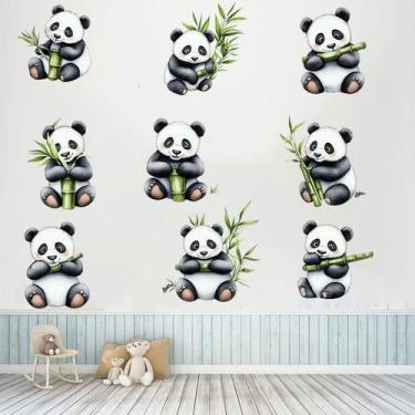 Imagem de Adesivos de parede Panda and Bamboo Cute Panda Bears PVC - yiweisai