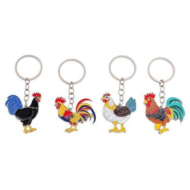 Imagem de Conjunto de chaveiros Colorful Rooster Metal Esmalte para homens e mul