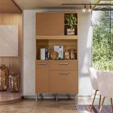 Imagem de Armário de Cozinha Kits Zen 3 Portas 1 Gaveta Freijó/CaraMarromo - Kits Paraná