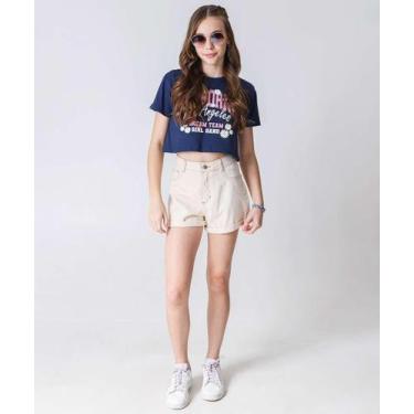 Imagem de Short Juvenil Jeans Cintura Alta Tam 10 a 16 Marisa Be-87119, Bege, 10