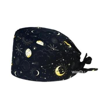 Imagem de Touca Cirúrgica Preta Com Padrão Misterioso Para Mulheres E Homens, Ac