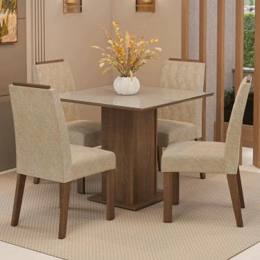Imagem de Conjunto Sala de Jantar Tampo de Vidro 4 Cadeiras Capri Madesa
