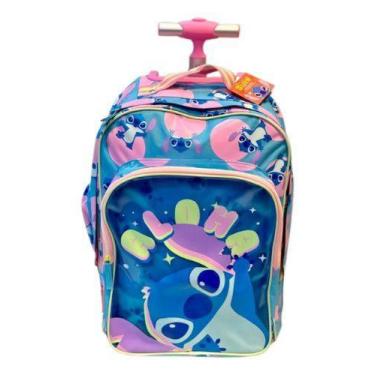 Imagem de Mochila Escolar Puket Com Rodinha Lilo E Stitch Azul Ceu