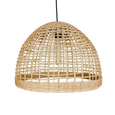 Imagem de Luminaria de Teto Rattan Natural Quadriculado Formato Metade - LUXdéco