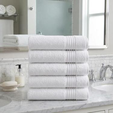 Imagem de Kit 5 Toalhas de Banho Hotel Imperial 70x150cm 500g Branca - Lufamar