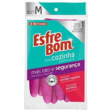 Imagem de EsfreBom - Luva de Látex para Cozinha Tamanho M, Cor Rosa, Bettanin