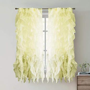 Imagem de Sweet Home Collection Pacote com 2 cortinas verticais transparentes em cascata com babados em vários tamanhos e cores, 160 cm x 127 cm, milho