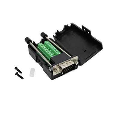 Imagem de Twinkle Bay D-SUB DB15 conector de placa de breakout macho de 15 pinos para terminal conector de 3 fileiras, DR15 VGA macho com capa