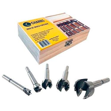 Imagem de Kit 5 Brocas Forstner Fresa 10 a 35mm para Dobradiça Charbs