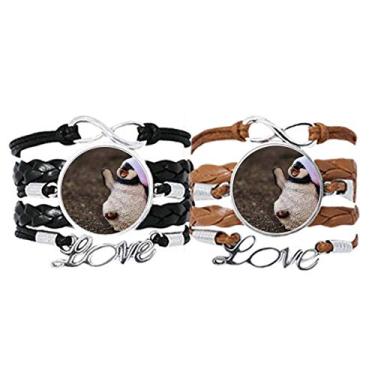 Imagem de DIYthinker Pinguim Antártico Chapéu de Natal Pulseira Natural Pulseira de Mão Pulseira de Couro Conjunto Duplo Presente