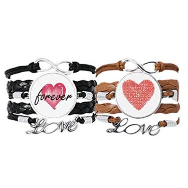 Imagem de DIYthinker Pulseira de couro rosa com desenho de grafite para dia dos namorados, alça de mão, cordão de couro, conjunto duplo