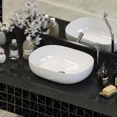 Imagem de Cuba Sobrepor Banheiro de Cerâmica Verona - Mármore Sintético Branco