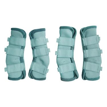 Imagem de Botas com mosca de cavalo – Botas de cavalo voador perfeitas para envoltórios de pernas equinas e máxima proteção contra moscas de cavalo conjunto de 4 (azul, pônei)