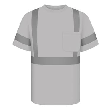 Imagem de TCCFCCT Camisetas masculinas Hi Vis Classe 3 de alta visibilidade com mangas curtas, camisas refletivas de segurança para homens e mulheres, camisas de trabalho de construção duráveis, respiráveis, CC