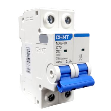 Imagem de Disjuntor Bipolar Curva C NXB-80 70A 6kA Cód. 442792 – Chint
