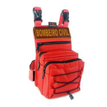 Imagem de Kit Bombeiro Civil Bornal Fn Com Bolso Duplo Vermelho + Patch Emborrac