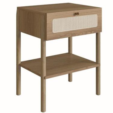 Imagem de Mesa de Cabeceira Oslo Artesano 48 cm (largura) em MDP Palha Natural U
