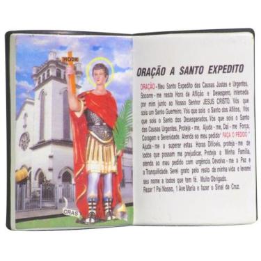Imagem de Livro de Oração Santo Expedito Resina Porta Caneta 15cm - Zona Livre