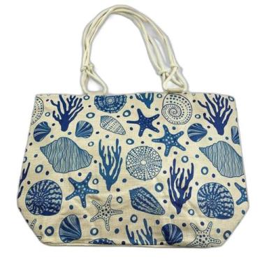 Imagem de Bolsa Feminina De Praia Sacola Grande Com Forro Fundo Do Mar Oceano - 