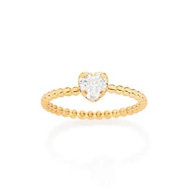 Imagem de Anel Solitário Coração Com Zircôn - Rommanel 513327, Branco, 26