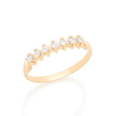 Imagem de Meia Aliança Rommanel Folheado a Ouro com Zircônia 512702, 20