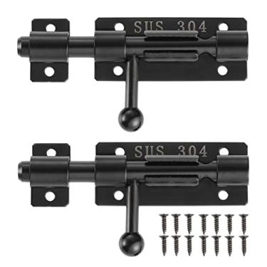 Imagem de XQDWX Trava de Porta de Ferrolho de Barril com Furo para Cadeado, Fechadura de Porta Deslizante de Aço Inoxidável 304 Espessada, 4" Preto Fosco, Pacote com 2, 224Bb-Bl-2