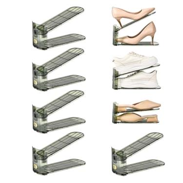 Imagem de Uni HIMO Organizador de compartimentos para sapatos, empilhador de sapatos transparente, suporte de sapatos de nível ajustável, economia de espaço de armazenamento para exibição de tênis (verde