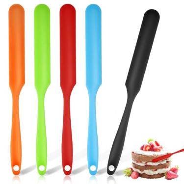Imagem de Ymapinc Frasco de silicone, espátulas, raspador, 5 peças, resistente ao calor, raspador de manteiga, bolo, creme, amendoim, misturador, espátula, pão, espátula, pote de borracha, liquidificador, varas