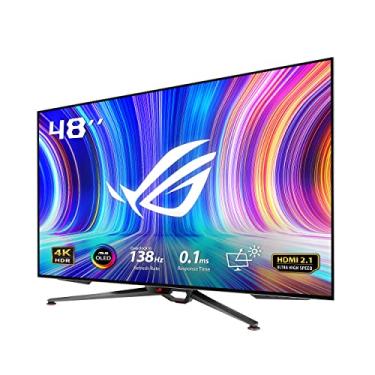 Imagem de ASUS Monitor de jogos ROG Swift OLED PG48UQ – 48 polegadas 4K, OLED, 138Hz (OC), 0,1 ms (GTG), compatível com G-SYNC, antirreflexo, dissipador de calor personalizado, brilho uniforme, 98% DCI-P3, HDMI