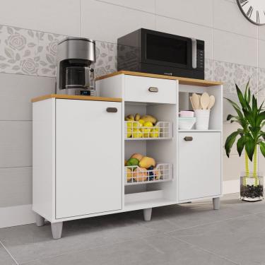 Imagem de Fruteira 2 Cestos 2 Portas 1 Gaveta França Branco Acetinado / Cinamomo