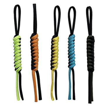 Imagem de SU LIFE Pacote Com 5 Cordões Artesanais Edc Paracord Borla Para Canivete, Equipamento Atividades Ao Ar Livre, Puxador De Zíper, Chaveiro E Mochila (Pull504)