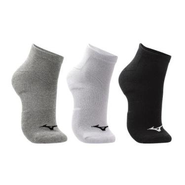 Imagem de Meia Sem Cano Mizuno Prime Tam. 33-38 Pacote Com 3 Pares, Cinza, 33-38