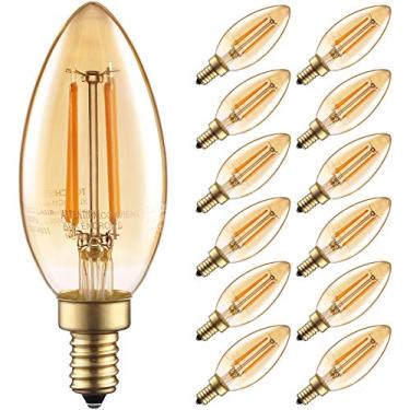 Imagem de TORCHSTAR Pacote Com 12 Lâmpadas Candelabro Led E12 Reguláveis, Listadas Pela Ul, Equivalentes A 40 W, 350 Lm, Lâmpada De Filamento Tipo Vela C11, Ventilador Teto Vidro Âmbar 2200 K Quente