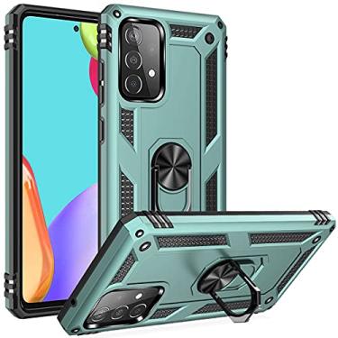 Imagem de Capa para A52 5G, capa para ADDIT Samsung Galaxy A52 4G/5G [grau militar] Capa amortecedora antiarranhões com anel de suporte de carro para Samsung Galaxy A52 4G/5G - azul-petróleo