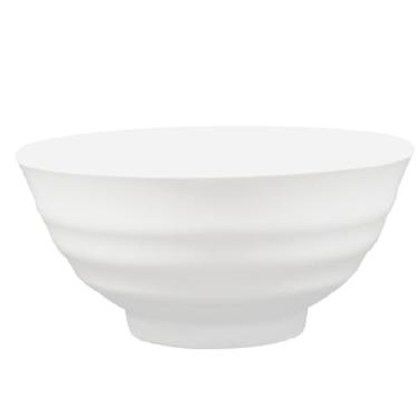 Imagem de 12 Tigelas Cumbuca Bowls Redondo Em Melamina Branca Ondulada Frisada 17,6 cm